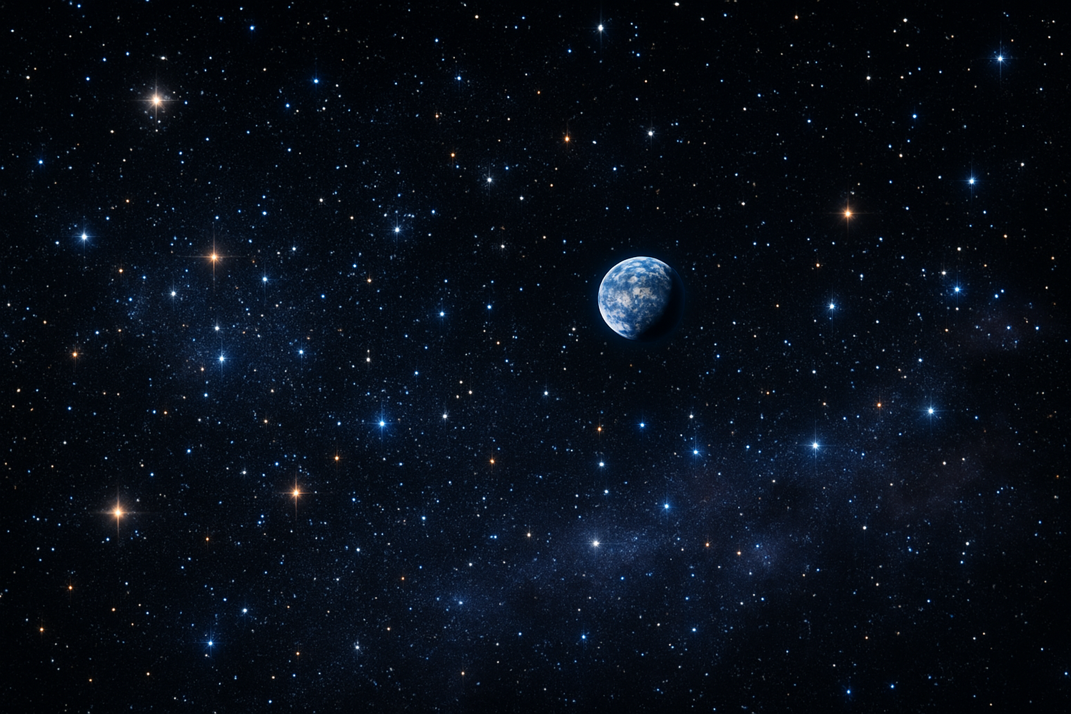 Universum und weiter hinten die erde man sieht viele sterne
